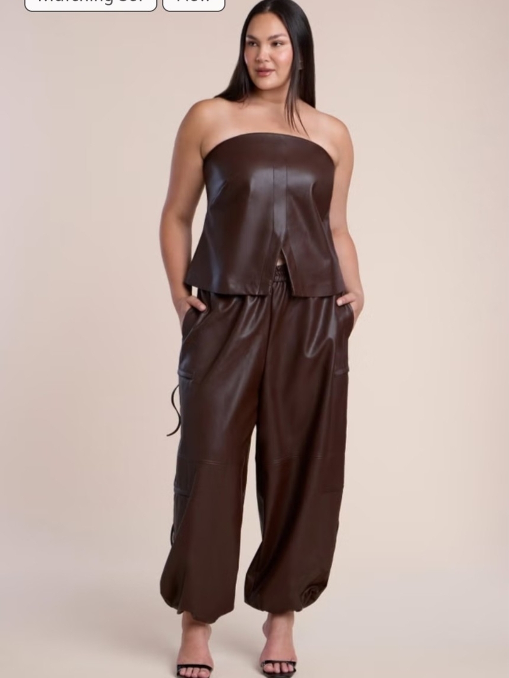 Chocolate Faux-Leather Jogger